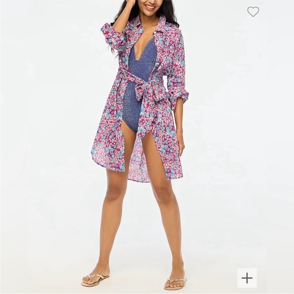 J.Crew Multicolor Floral Beach Shirtdress Cover Up in Size XXL